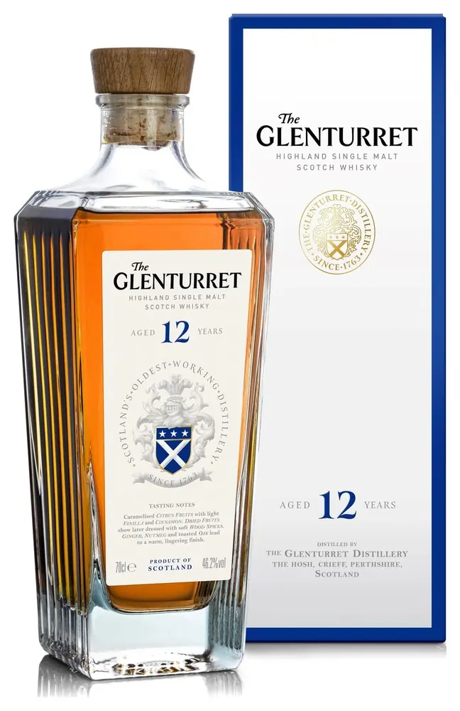 The Glenturret 12 Year Old bottle with its gift box